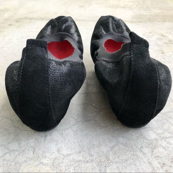 Pas De Rouge Shoes Peep Toe Wedges black nubuck suede leather 39 - Picture 6 of 8